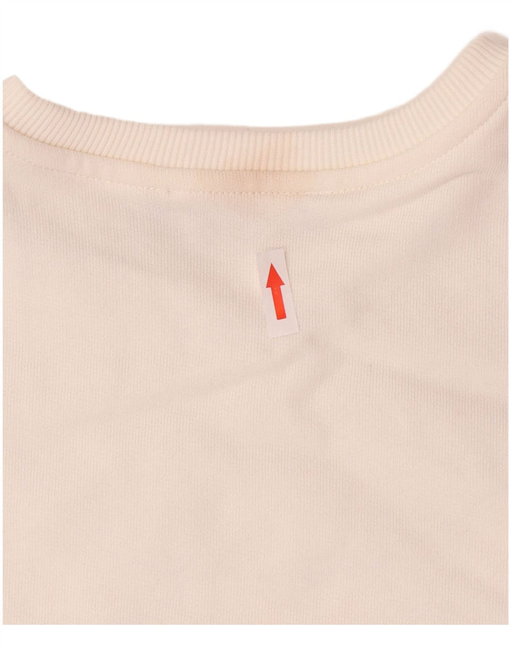 ALVIERO MARTINI Womens Graphic Sweatshirt Jumper UK 14 Medium White Cotton