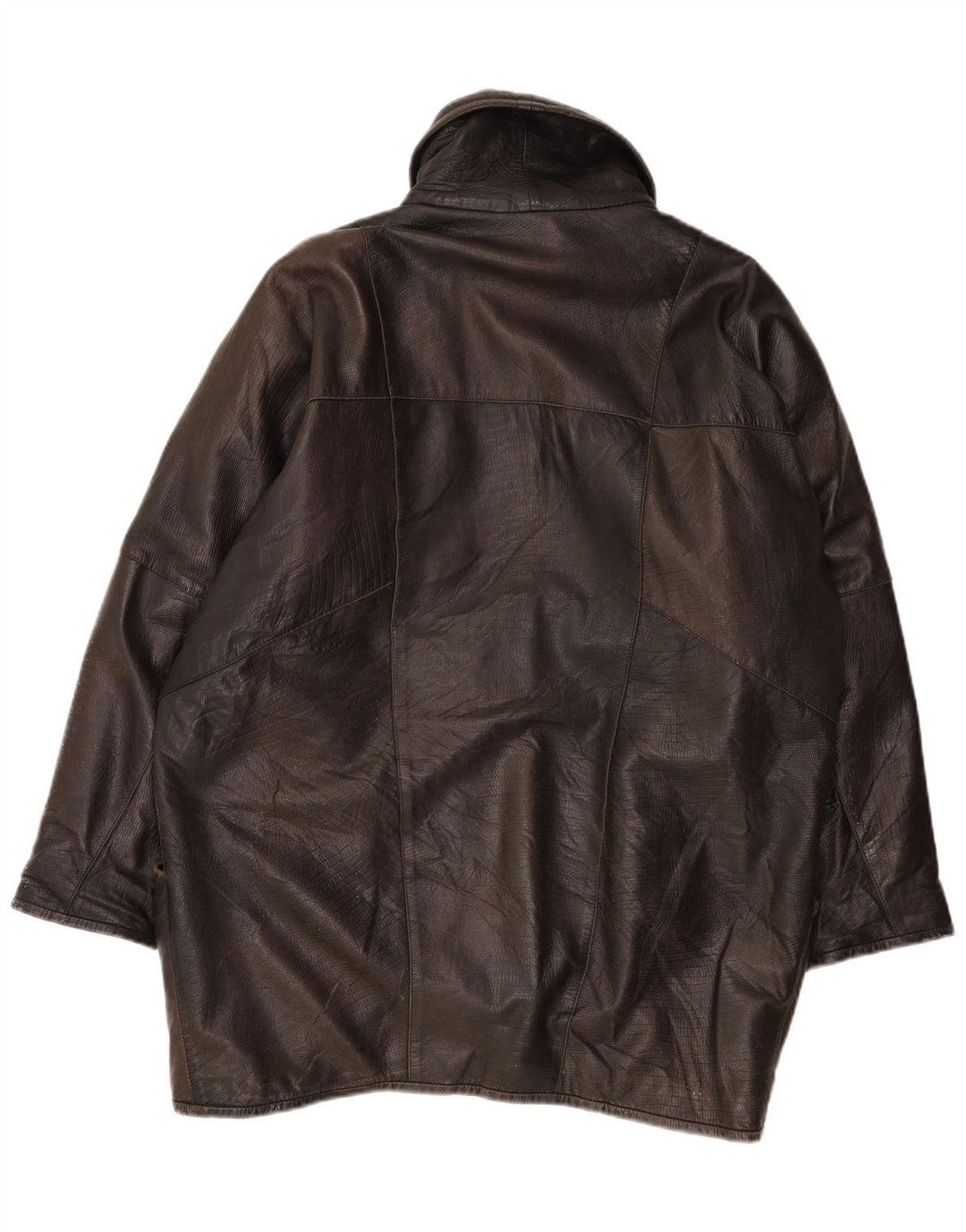 Vintage Womens Oversized Leather Jacket EU 44 XL Brown Leather