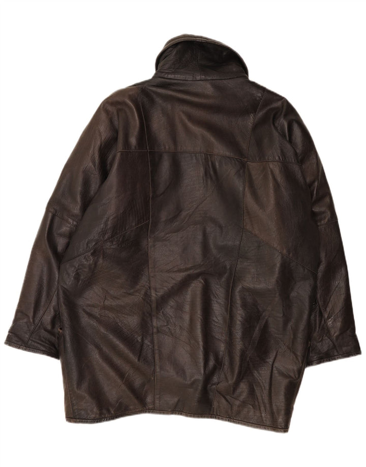 Vintage Womens Oversized Leather Jacket EU 44 XL Brown Leather