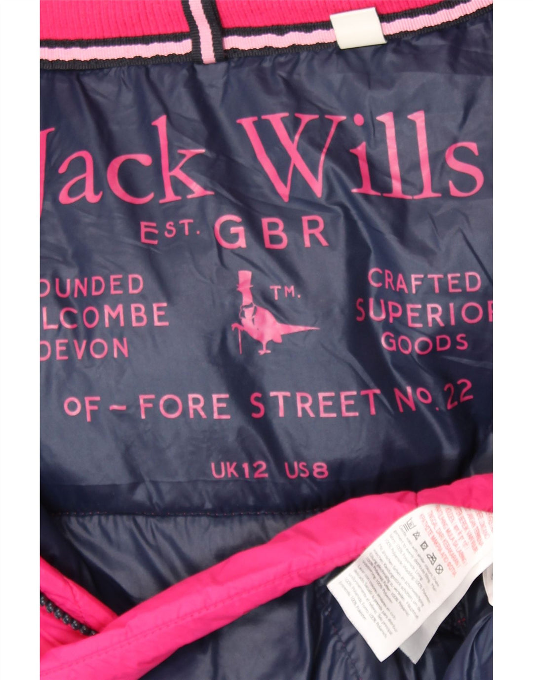 Jack Wills Dame hættejakke UK 12 Medium Pink Polyamid