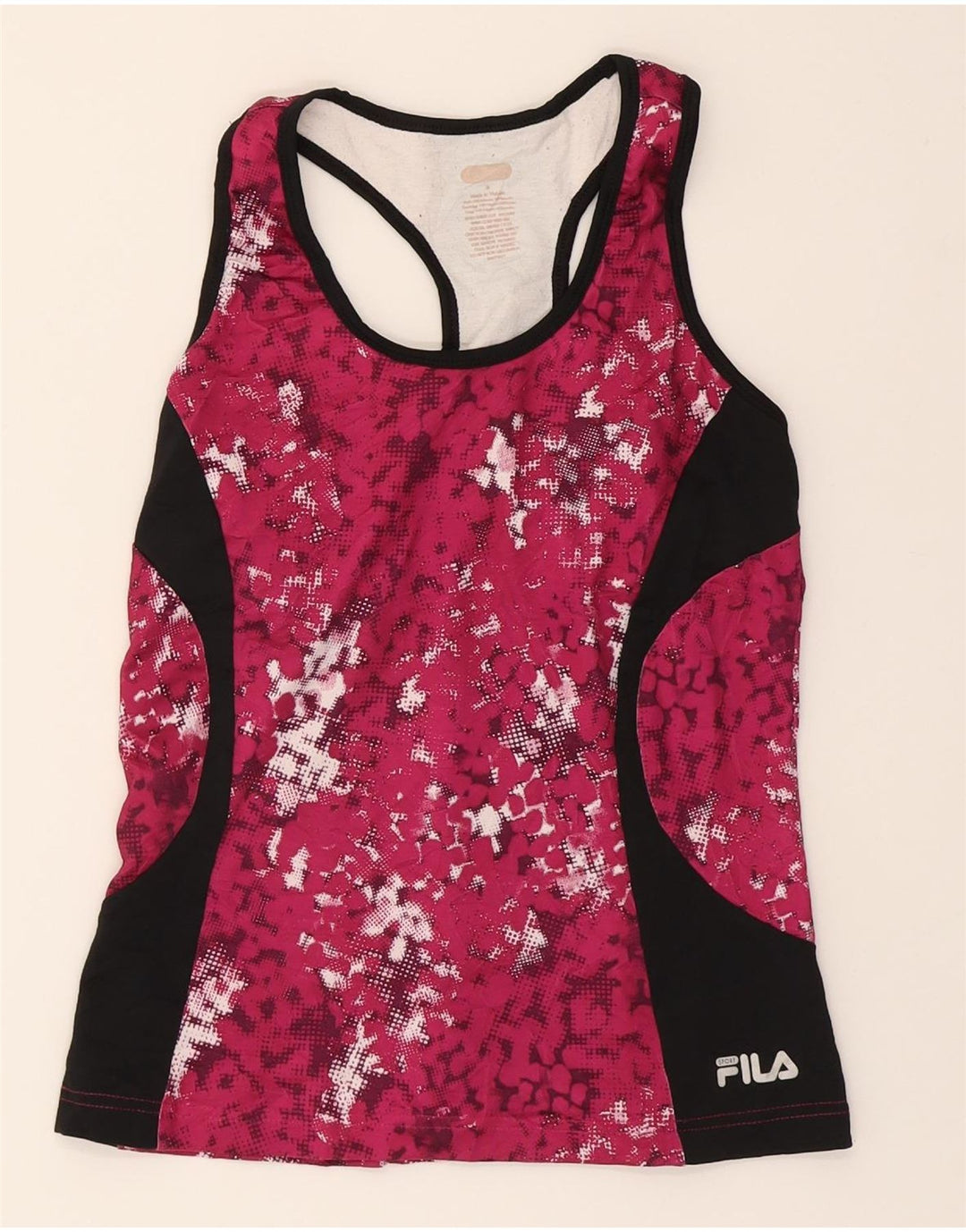 FILA Womens Vest Top UK 12 Medium Pink Colourblock Vintage Fila and Second-Hand Fila from Messina Hembry 
