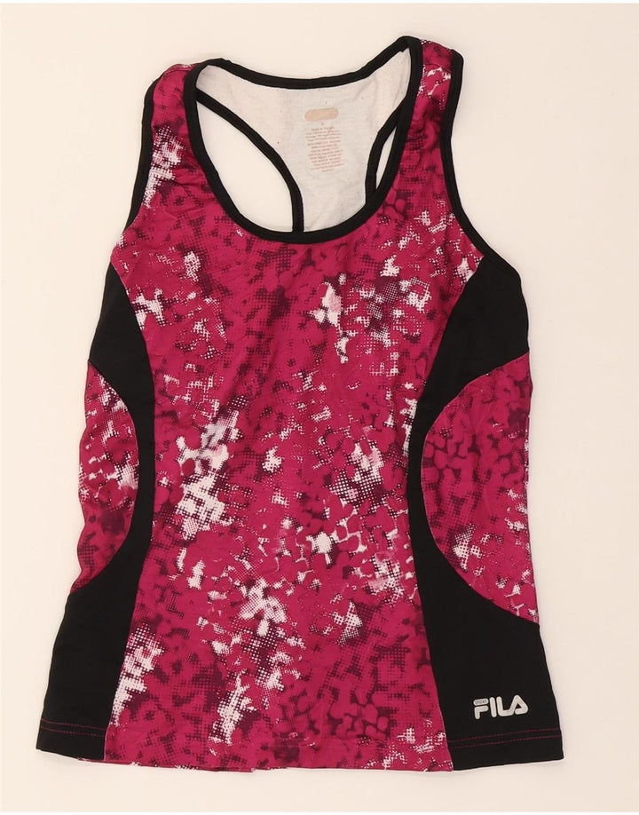 FILA Womens Vest Top UK 12 Medium Pink Colourblock Vintage Fila and Second-Hand Fila from Messina Hembry 