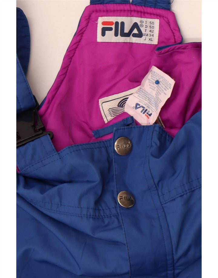 Fila Mens Dungarees Ski Trousers IT 50 Large Blue Colourblock Polyester