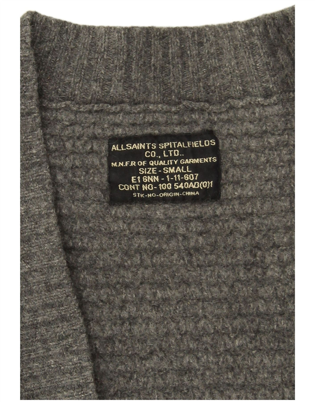 All Saints Womens Open Cardigan Sweater UK 10 Small Grey Lambswool