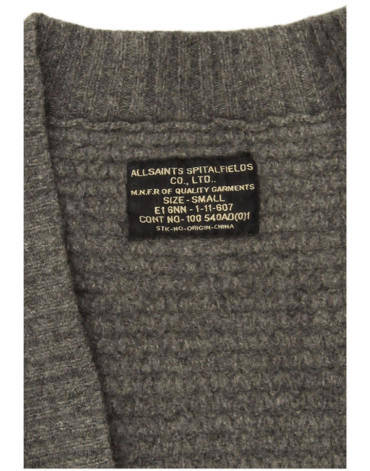 All Saints Womens Open Cardigan Sweater UK 10 Small Grey Lambswool