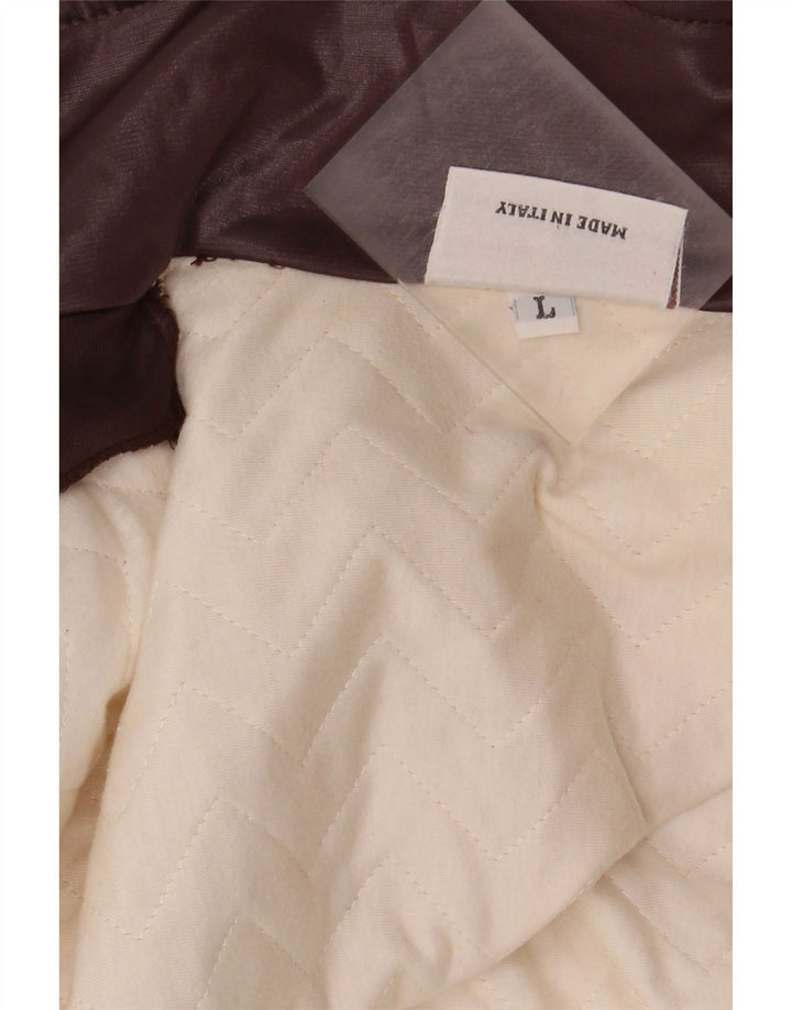 VINTAGE Veste Bomber Femme UK 16 Grand Polyester Beige