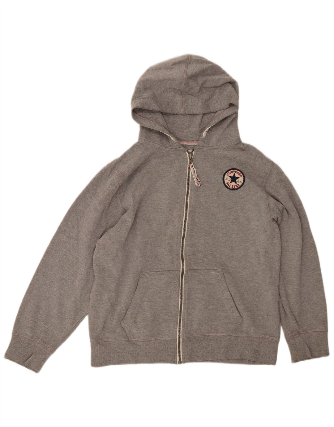 Suéter CONVERSE para meninas com capuz e zíper 13-14 anos XL cinza algodão