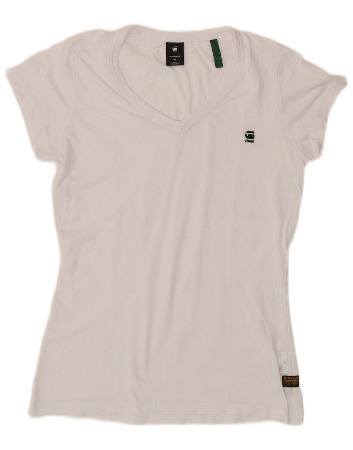 G-Star Womens T-Shirt Top UK 12 Medium White Cotton