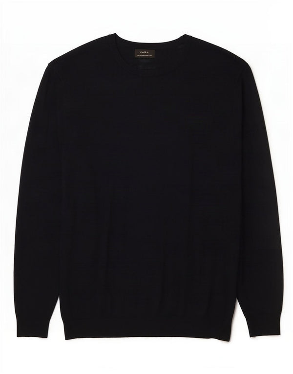 Zara Mens Crew Neck Jumper Sweater Grande Azul Marino