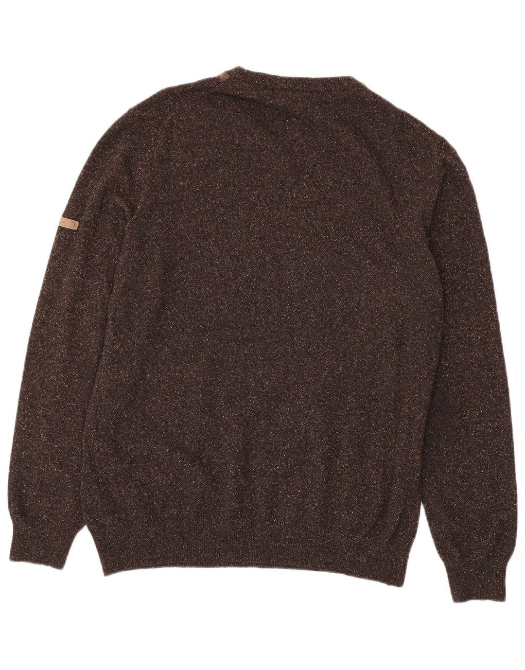 Navigare Mens Crew Neck Jumper Sweater Medium Brown Argyle/Diamond Wool