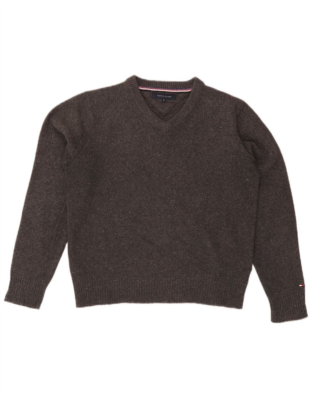 Tommy Hilfiger Herre V-hals sweater Medium Grey Flecked Wool
