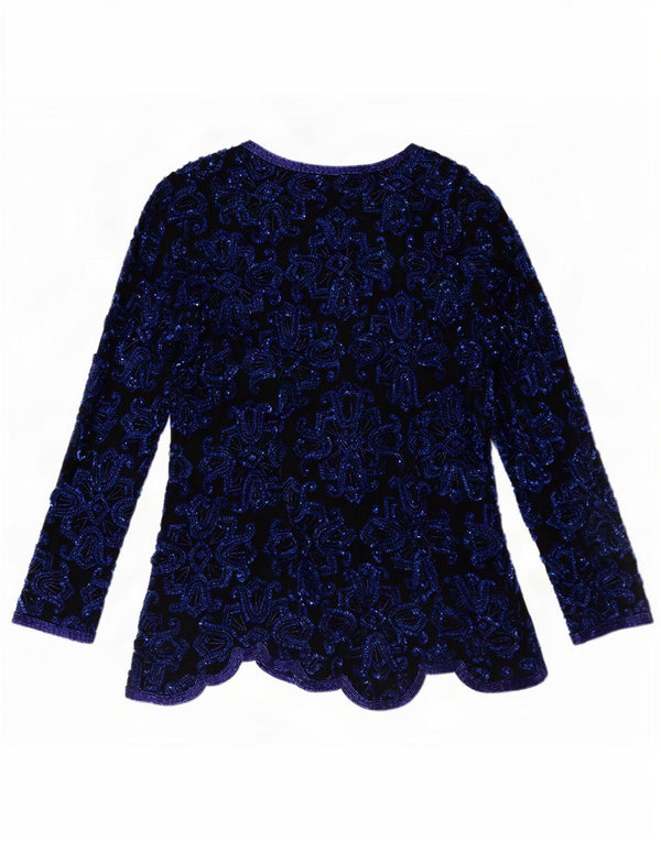 Frank Usher Womens Evening Asymmetric Blouse Top UK 14 Medium Navy Blue