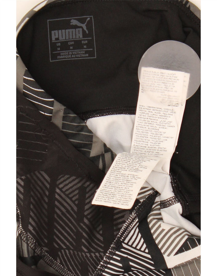 Puma Womens Capri Leggings UK 12 Medium Black Geometric Polyester