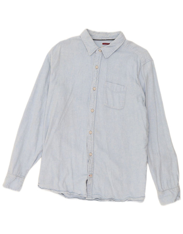Fat Face Mens Flannel Shirt Large Blue Linen