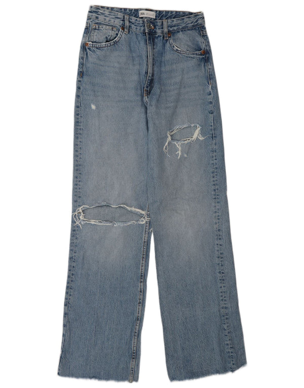 Zara Womens Distressed High Waist Jeans EU 38 Small W28 L34 Blue Cotton