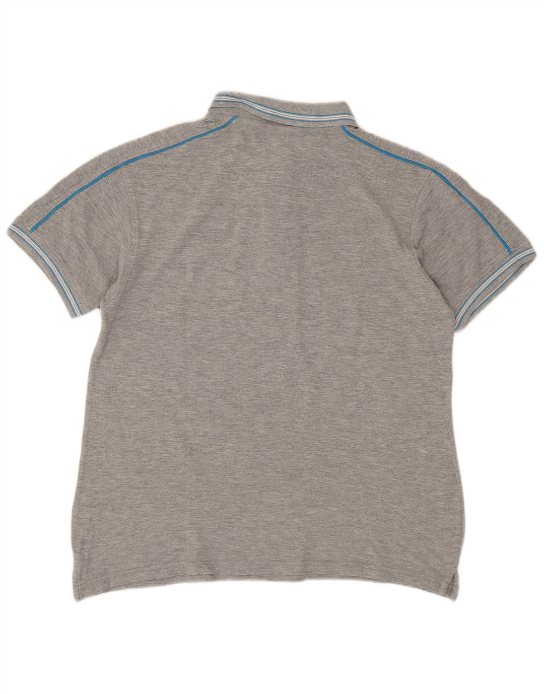 Lotto Mens Polo Shirt Large Grey Striped Cotton