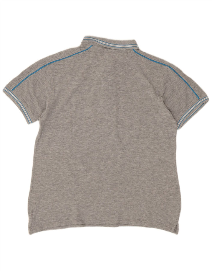 Lotto Mens Polo Shirt Large Grey Striped Cotton