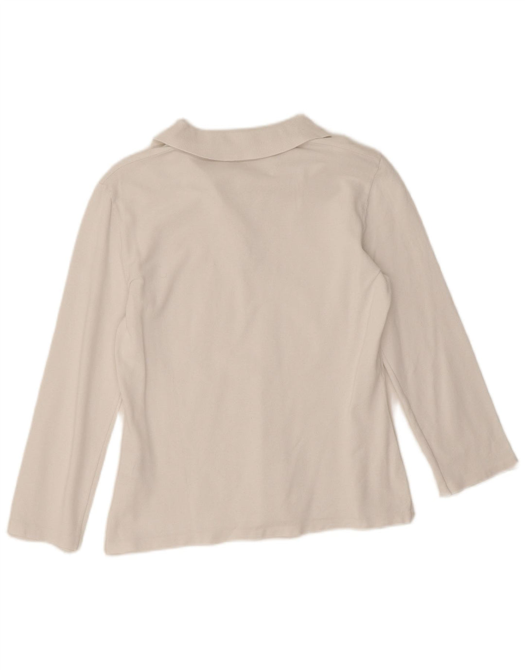 Benetton Womens Long Sleeve Polo Shirt UK 12 Medium White