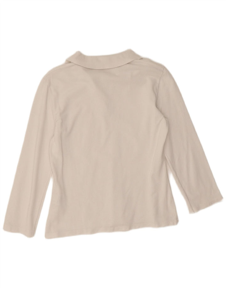 Benetton Womens Long Sleeve Polo Shirt UK 12 Medium White