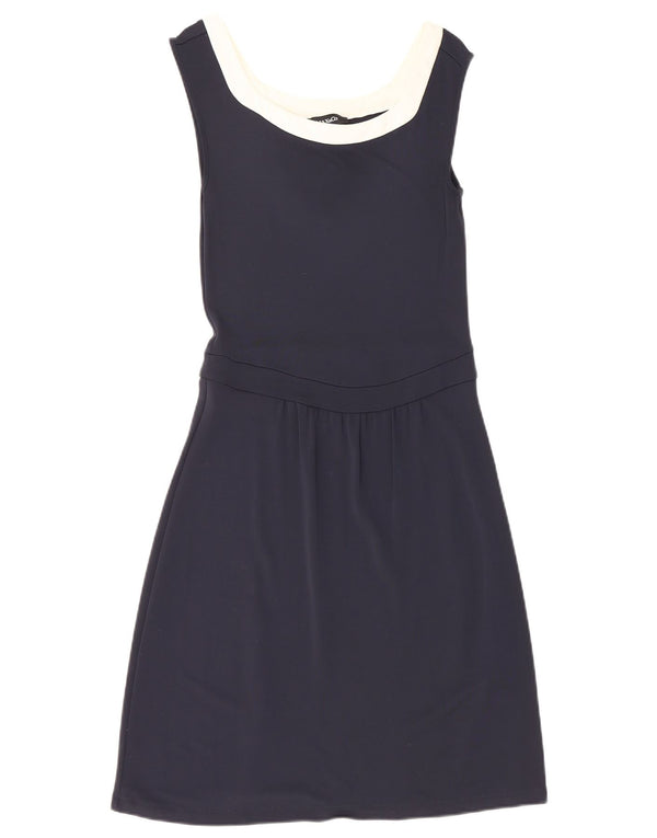 Max & Co. Abito da donna senza maniche a trapezio UK 8 piccolo in viscosa blu navy