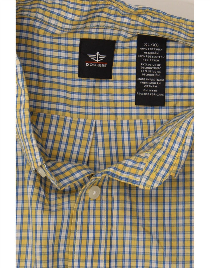 DOCKERS Mens Shirt XL Yellow Check Cotton Vintage Dockers and Second-Hand Dockers from Messina Hembry 