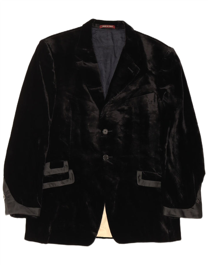 Paul Smith Mens 2 Button Velour Blazer Jacket UK 44 2XL Black Viscose