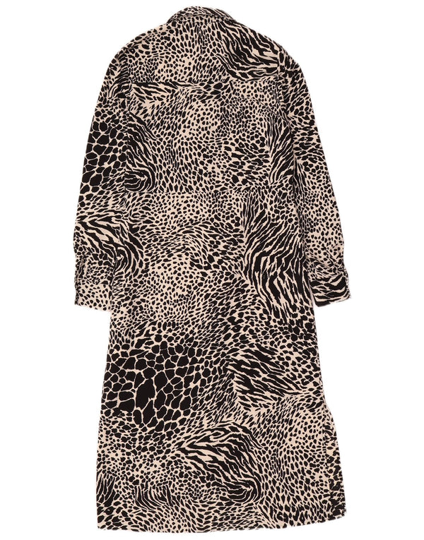 Warehouse Womens Long Sleeve Shirt Dress UK 6 XS Black Animal Print