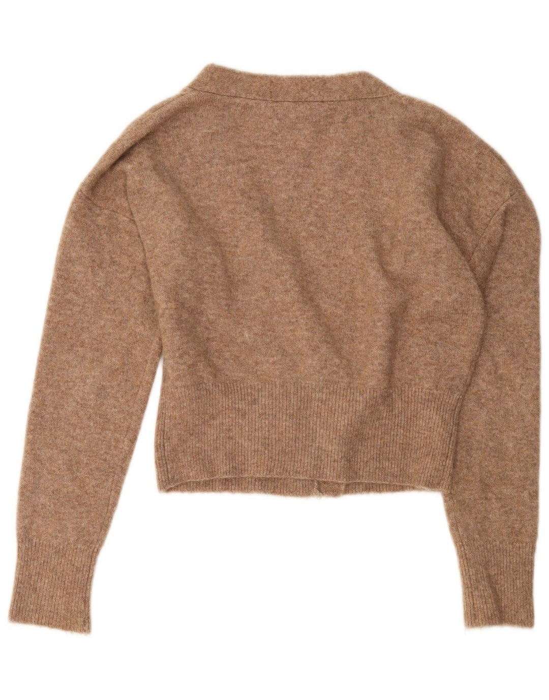 Zara Womens Oversized Crop Cardigan Sweater UK 10 Small Beige