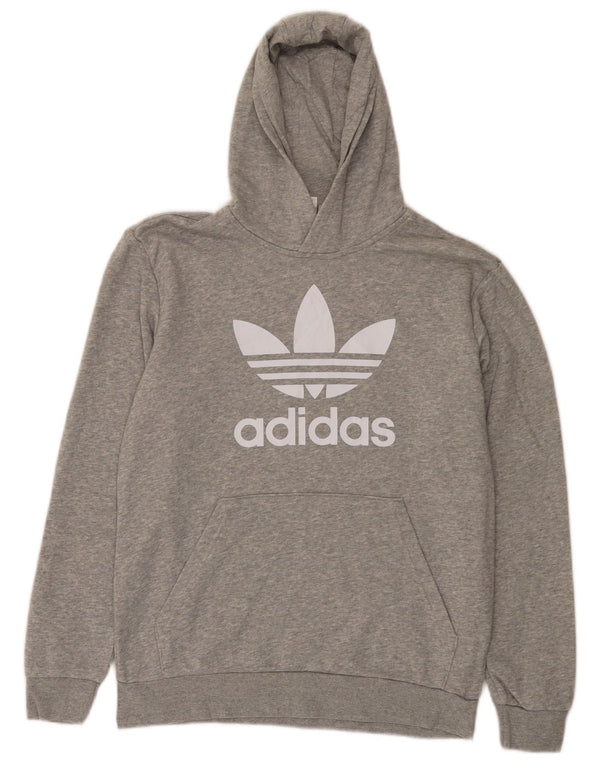 Adidas grafisk hættetrøje til drenge 13-14 år grå flækket bomuld