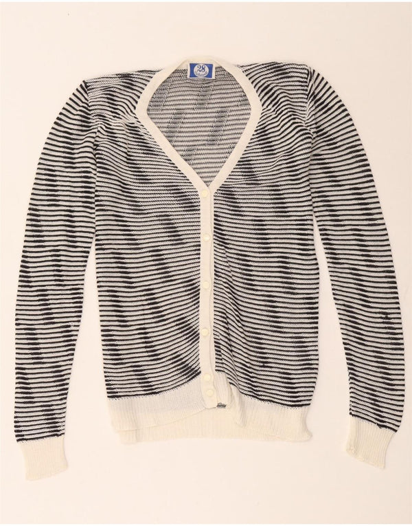 vintage Womens Cardigan Sweater UK 10 Petit Noir Rayé