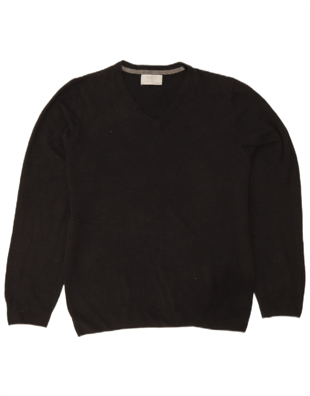 Marks & Spencer Herren-Pullover mit V-Ausschnitt, reguläre Passform, Mittelschwarz, Acryl