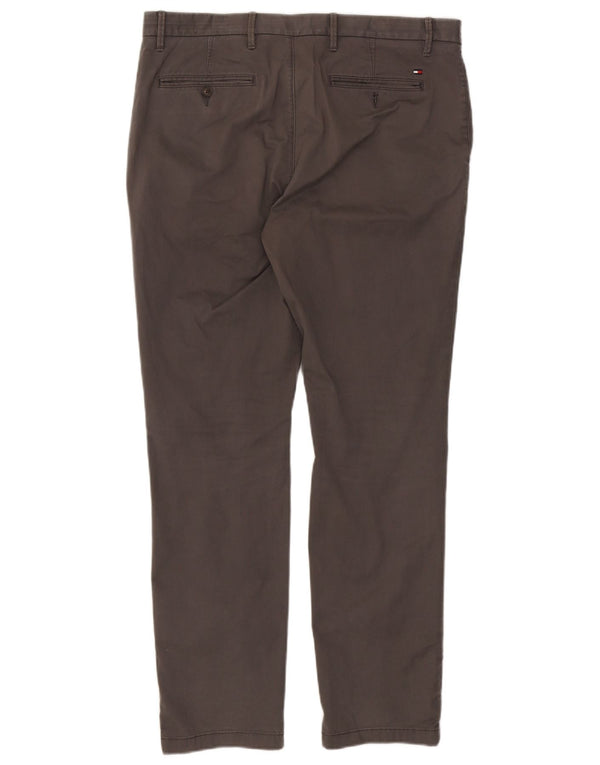 Pantaloni chino dritti da uomo Tommy Hilfiger W36 L32 cotone grigio