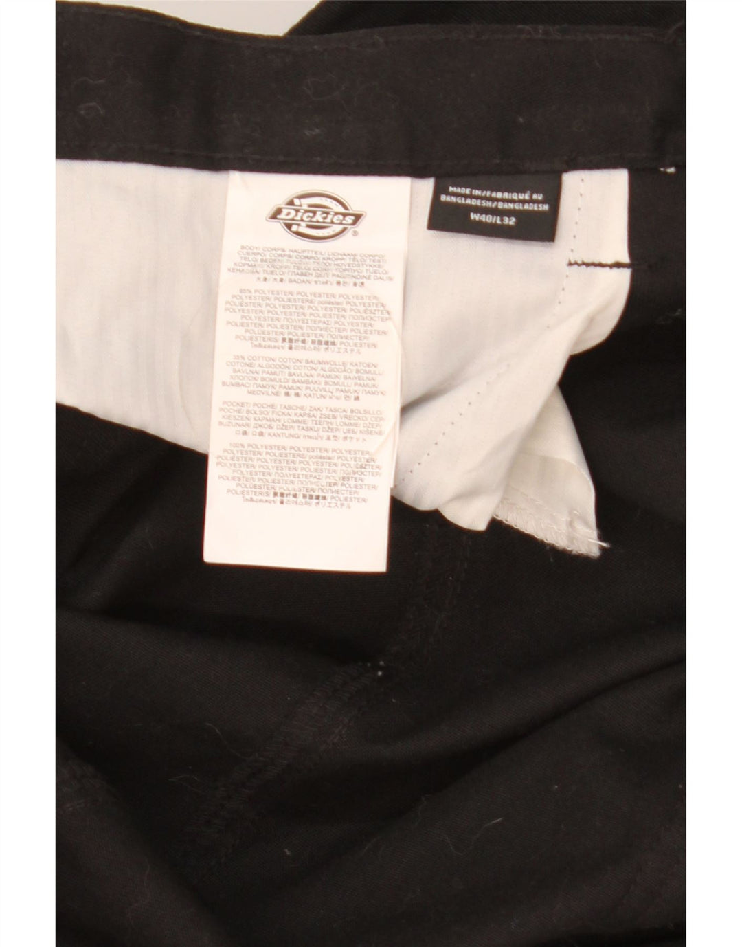 Dickies Mens Straight Cargo Trousers W40 L32 Black Polyester