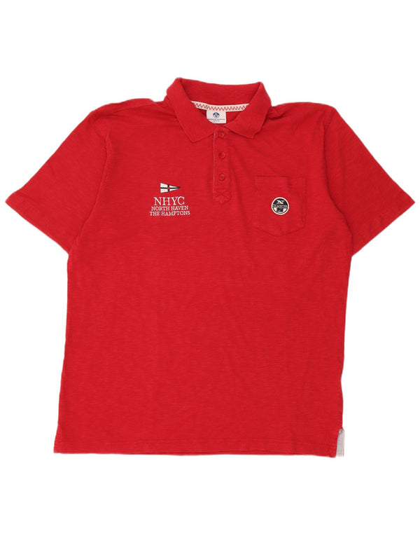 North Sails Mens Graphic Rugby Polo Shirt XL Red Cotton