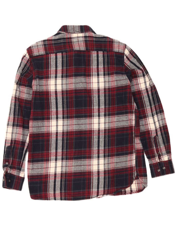 French Connection Mens Flannel Shirt Large Navy Blue Check Cotton