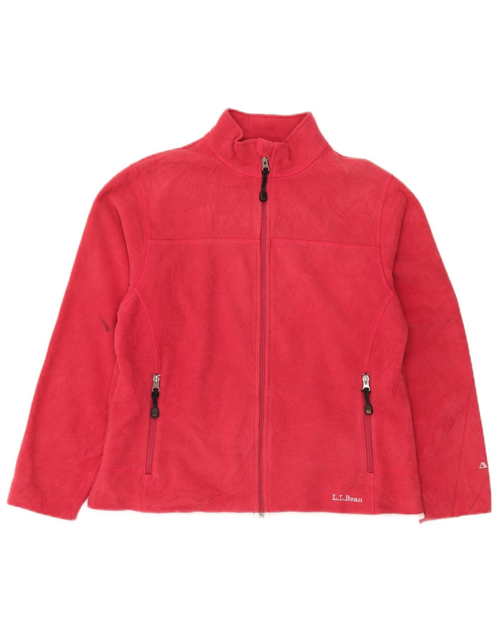 L.L.Bean Womens Oversized Fleece Jacket UK 10 Small Red Polyester