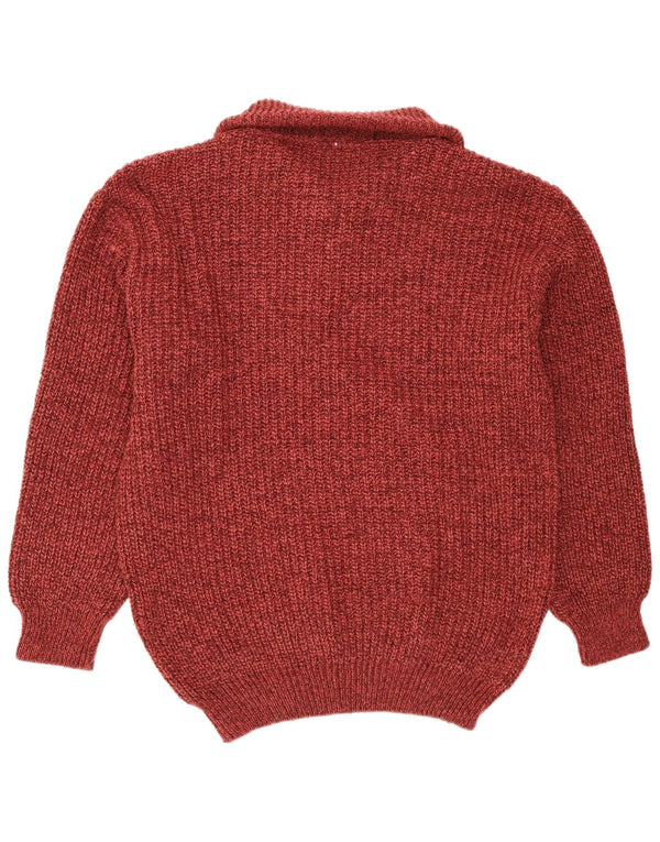 Angelo Litrico Mens Zip Neck Jumper Sweater Medium Burgundy Flecked Acrylic