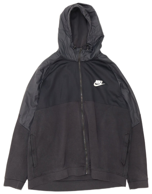 Nike muški pulover s kapuljačom s patentnim zatvaračem 2XL crni pamuk