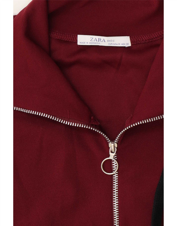 Zara Γυναικεία φόρμα πουλόβερ με φερμουάρ Top UK 14 Medium Burgundy
