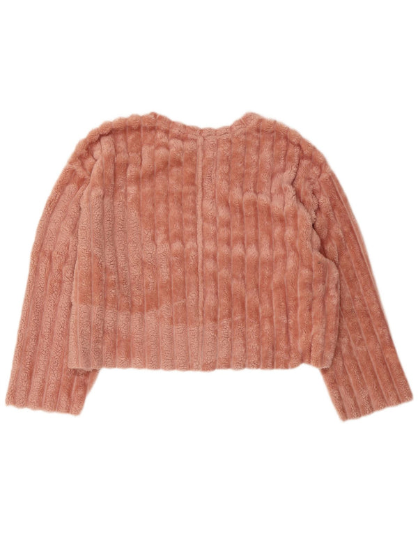 Zara Womens Crop Oversized Sweatshirt Jumper UK 16 Large Pink Polyester
