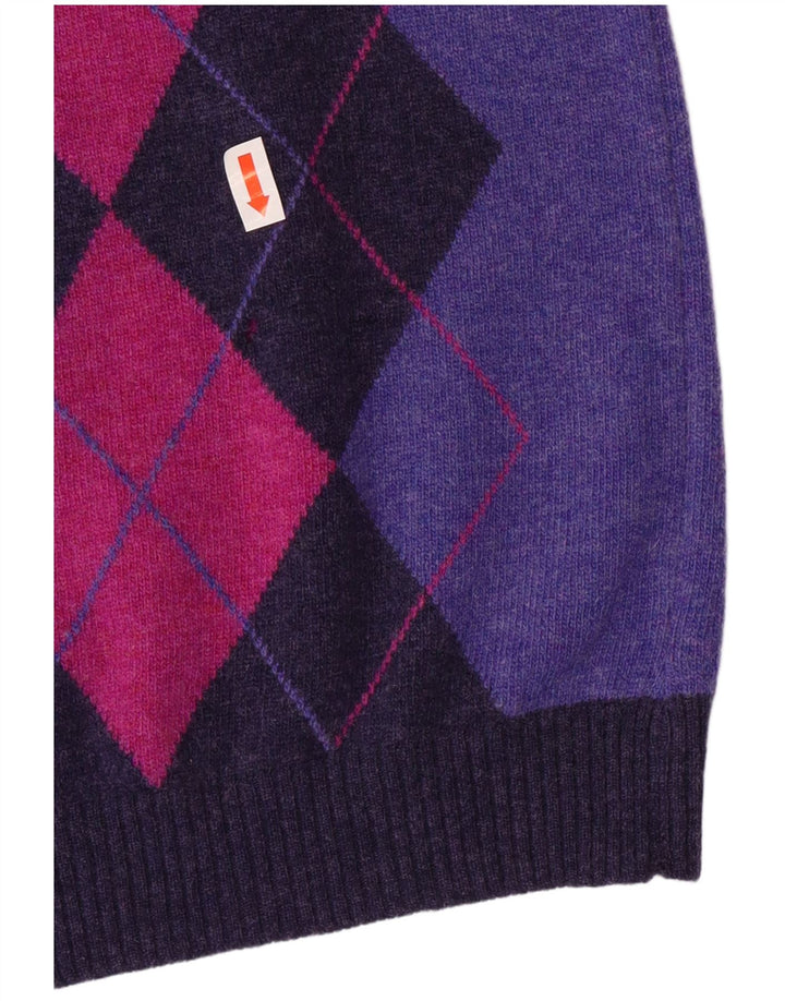 BENETTON Womens Jumper Dress UK 10 Small Multicoloured Argyle/Diamond