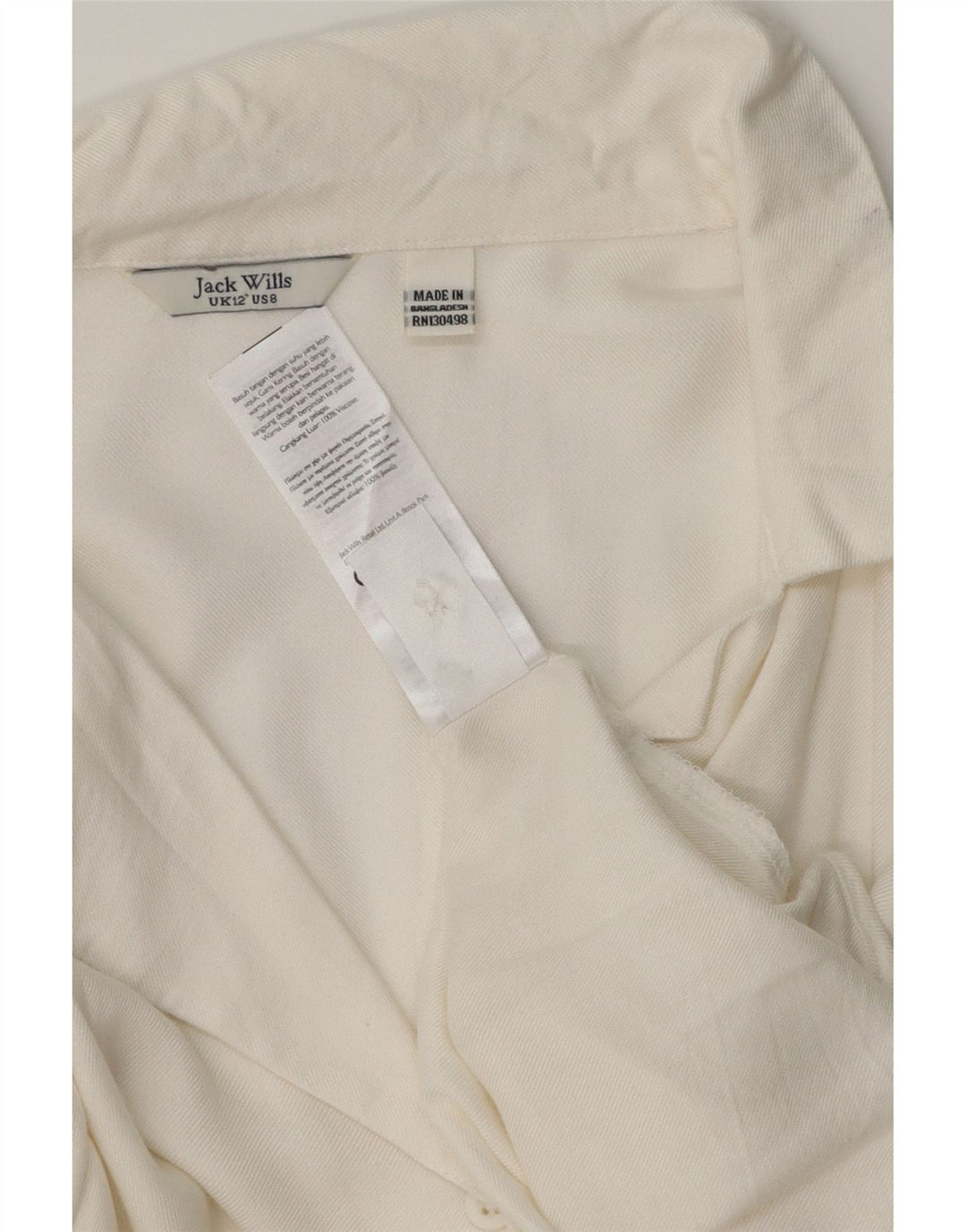 JACK WILLS Womens Short Sleeve Shirt Blouse UK 12 Medium White Viscose