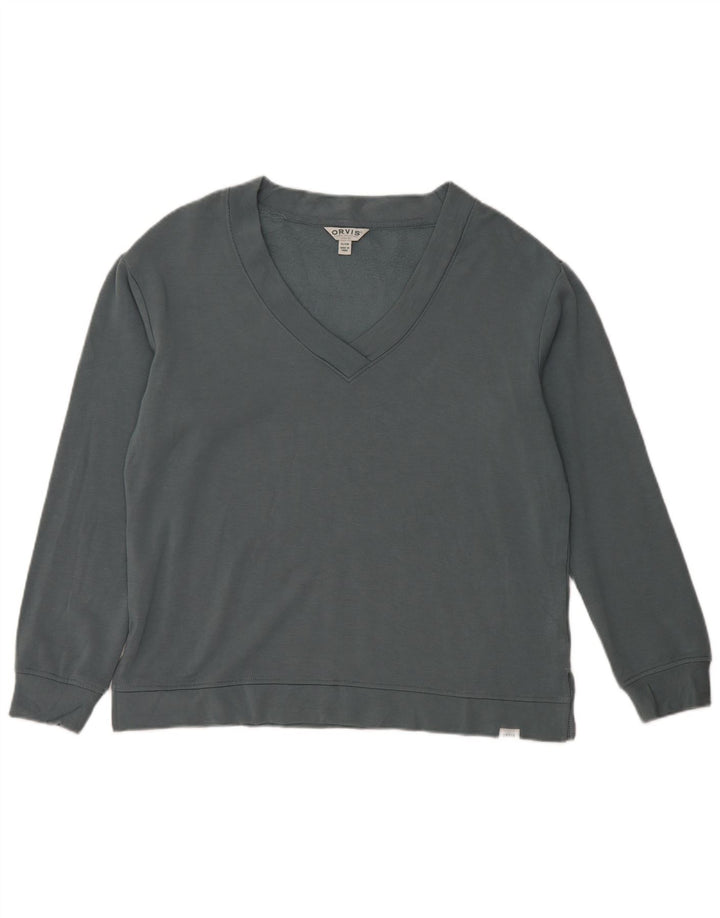 ORVIS Womens Oversized Sweatshirt Jumper UK 10 Small Blue Modal
