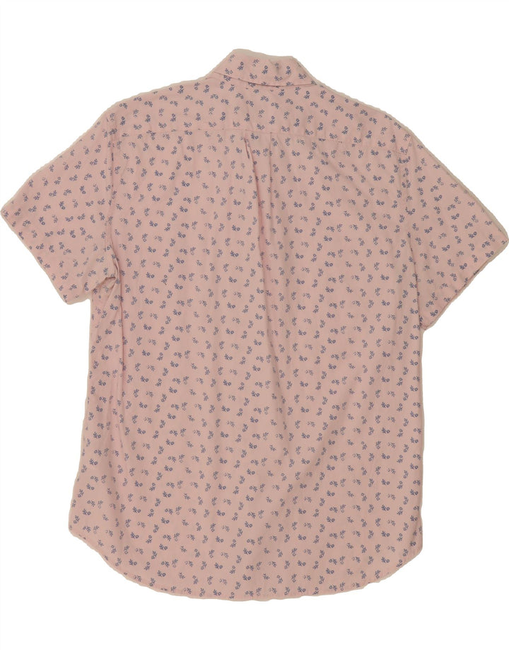 J. CREW Mens Stretch Short Sleeve Shirt Medium Pink Floral Cotton Vintage J. Crew and Second-Hand J. Crew from Messina Hembry 