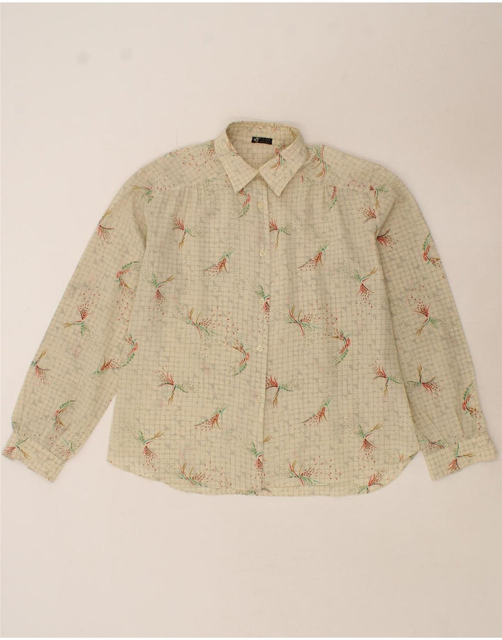 VINTAGE Womens Abstract Pattern Shirt Blouse UK 18 XL Beige Vintage Vintage and Second-Hand Vintage from Messina Hembry 