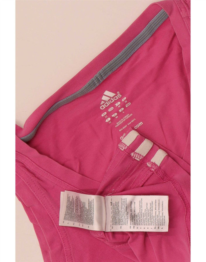 Adidas Womens Crop Vest Top UK 12 Medium Pink Cotton