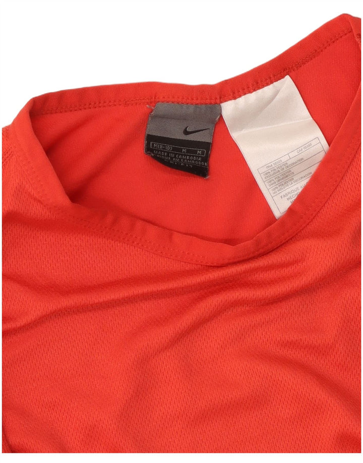 NIKE Womens Crop Top Long Sleeve US 8/10 Medium Red Polyester
