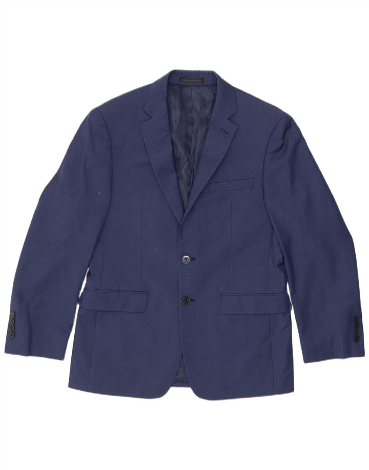 Calvin Klein Herren kurze 2-Knopf-Blazer-Jacke UK 38 Mittelmarineblaue Wolle