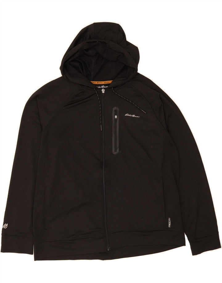 EDDIE BAUER Mens Zip Hoodie Sweater XL Black Polyester Vintage Eddie Bauer and Second-Hand Eddie Bauer from Messina Hembry 