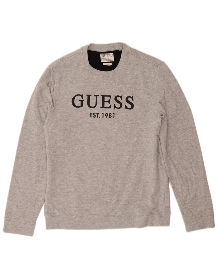 Guess Herre Slim Fit Sweatshirt Jumper Medium Grå Bomuld